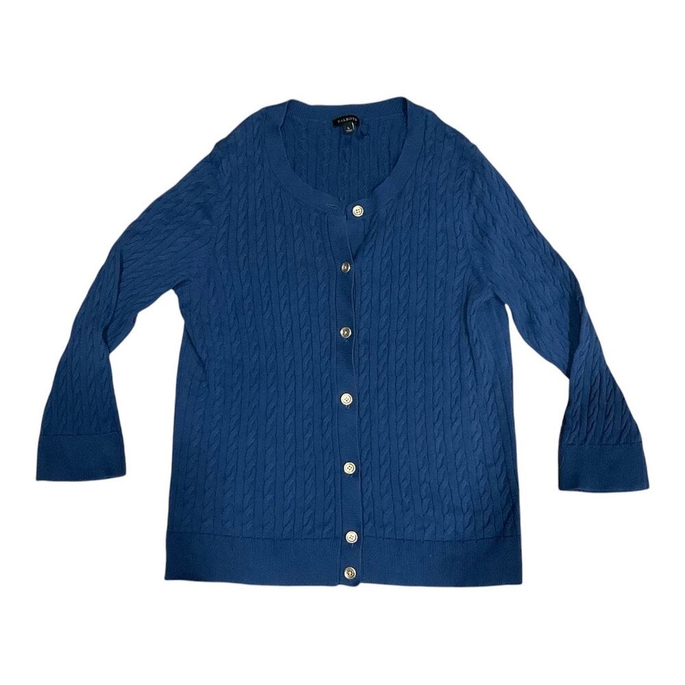 Talbots Sweater Cardigan Large Blue